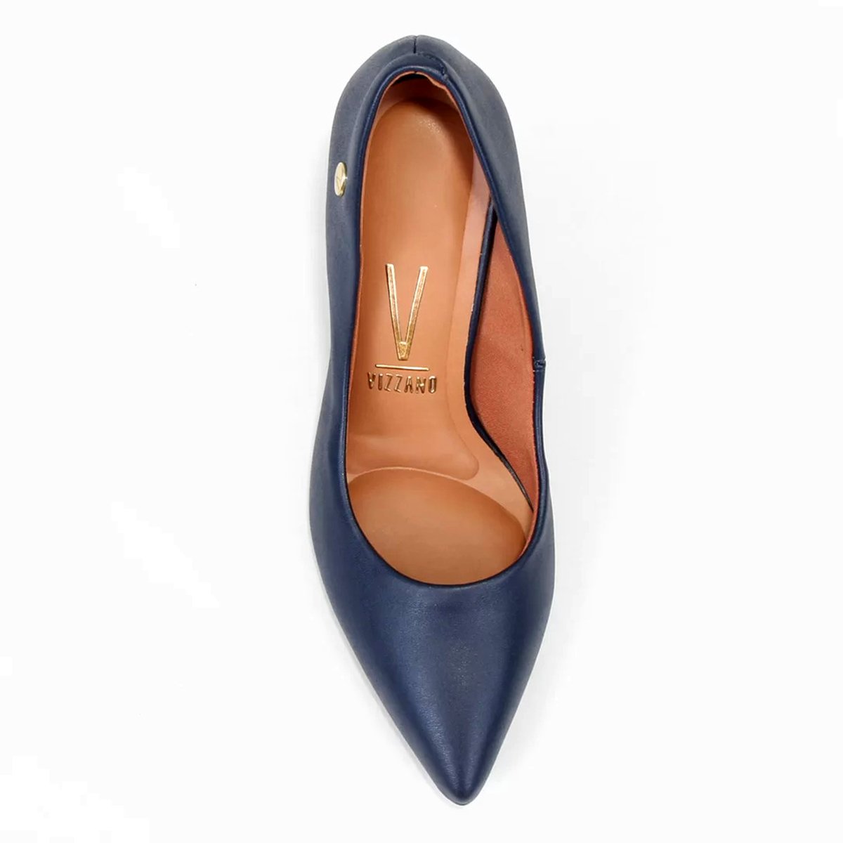 Scarpin Vizzano Bico Fino Salto Bloco Alto - Marinho Azul 3