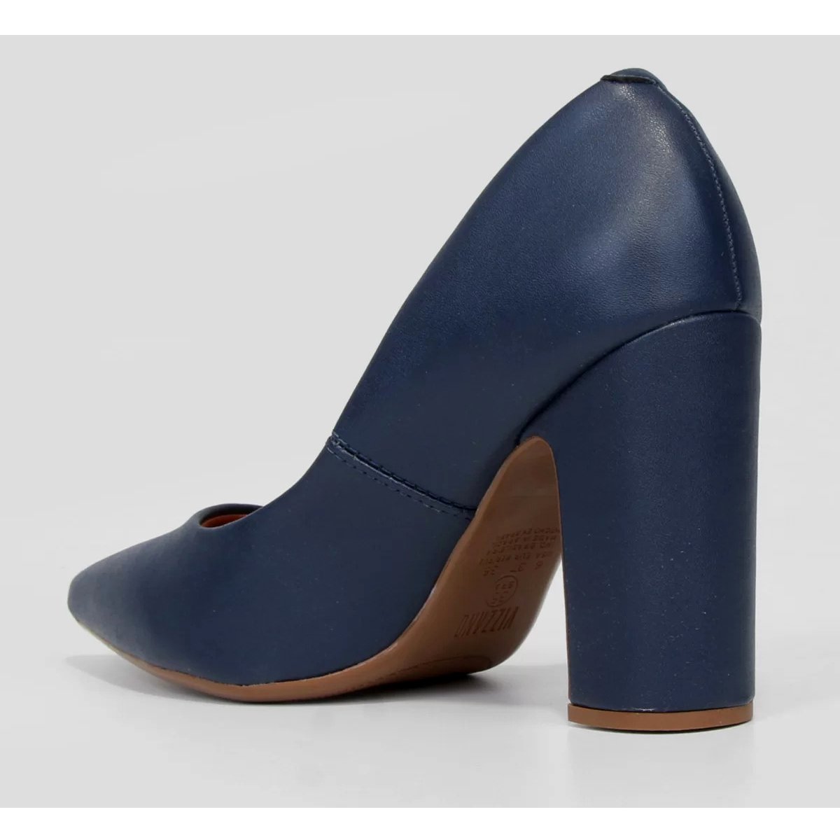 Scarpin Vizzano Bico Fino Salto Bloco Alto - Marinho Azul 4