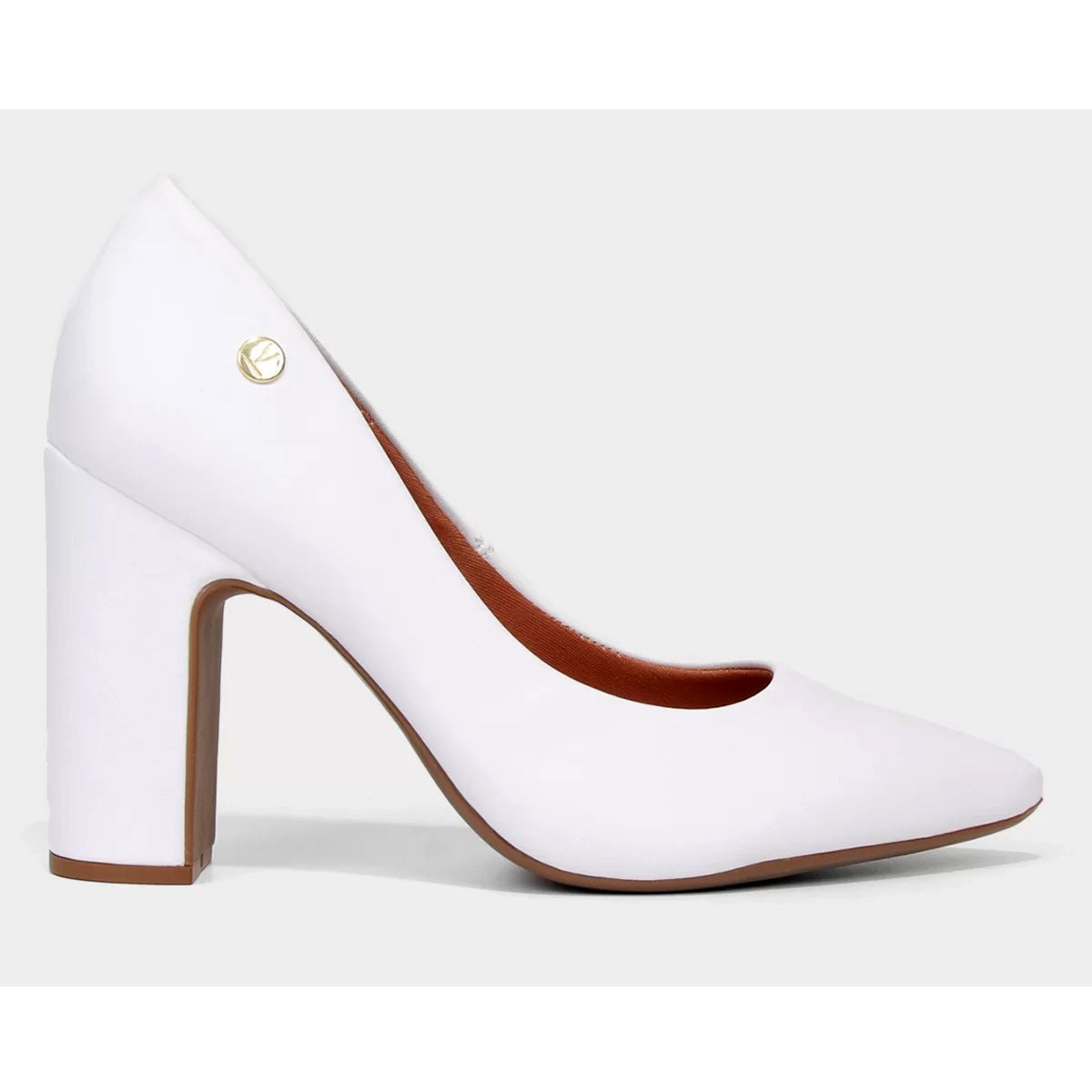 Scarpin Vizzano Bico Fino Salto Bloco Alto - Branco Branco 2