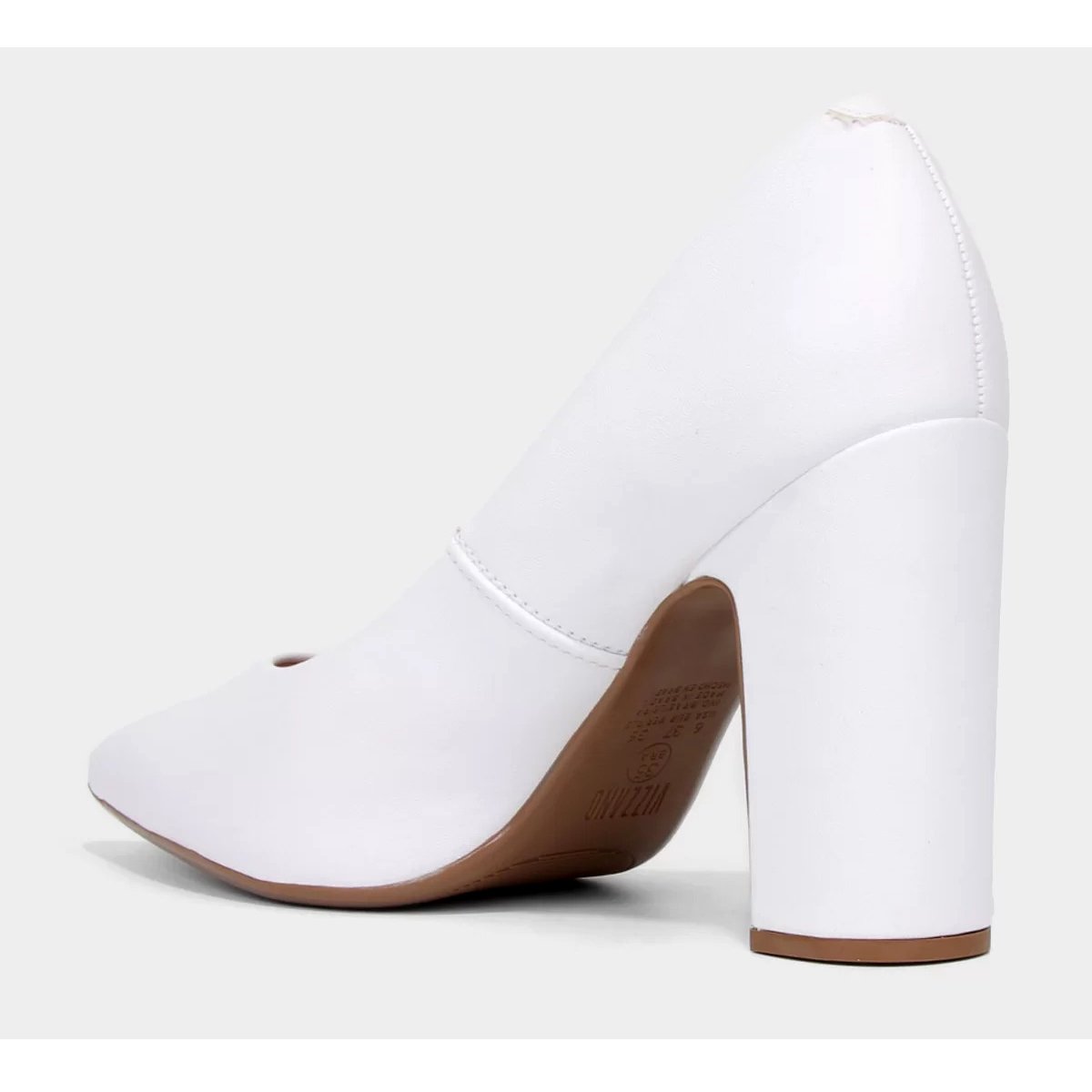 Scarpin Vizzano Bico Fino Salto Bloco Alto - Branco Branco 4