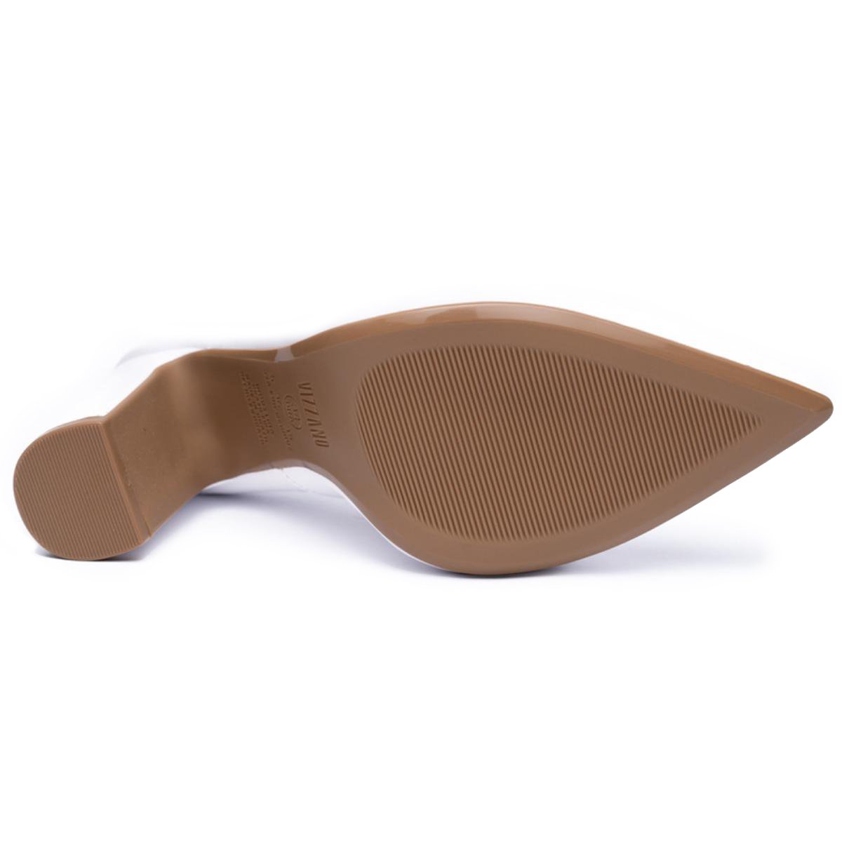 Scarpin Vizzano Bico Fino Salto Bloco Alto - Branco Branco 5