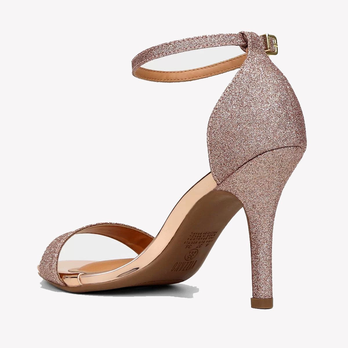 Sandália Vizzano Salto Fino Alto Brilho Metalizado Feminina - Bronze Rosa 4