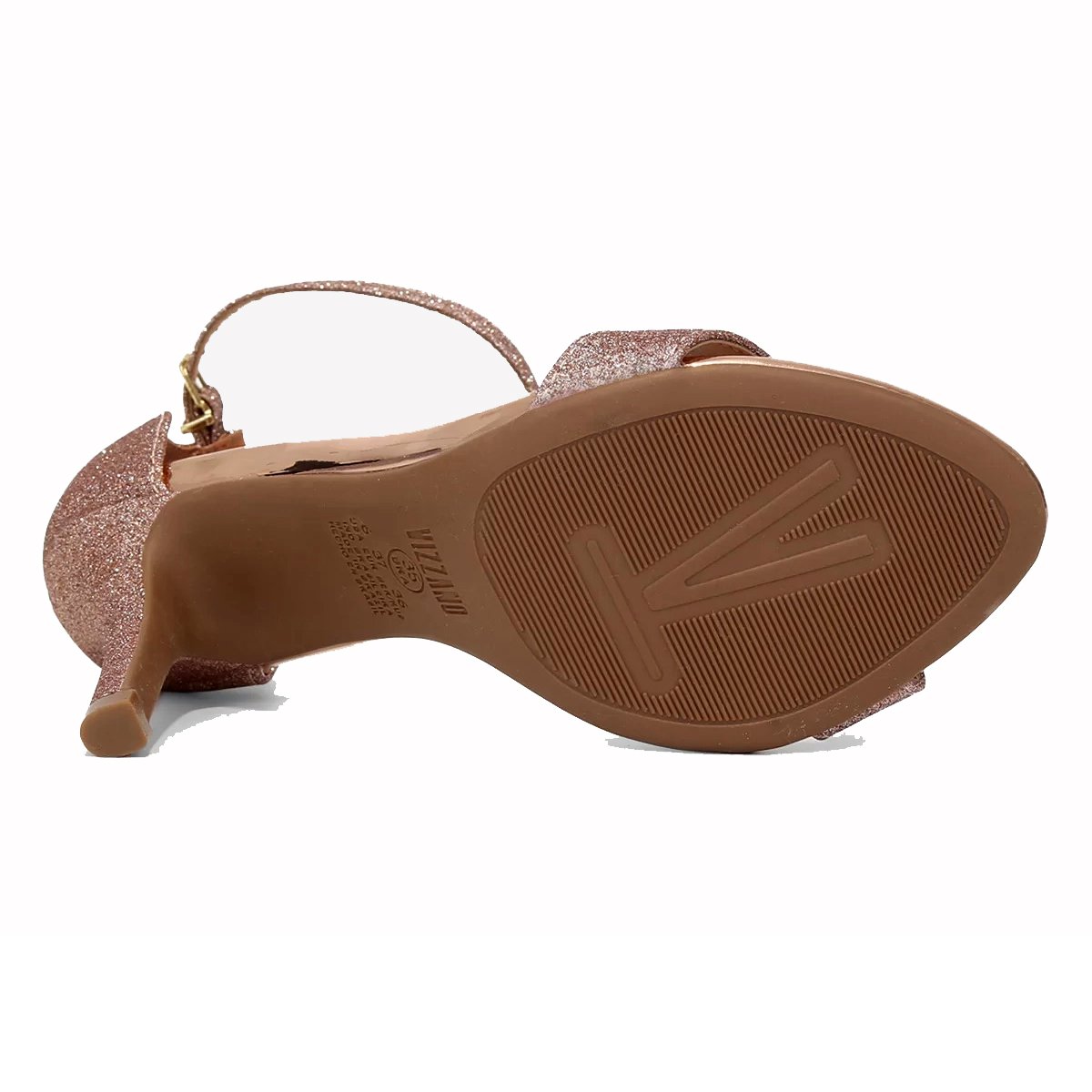 Sandália Vizzano Salto Fino Alto Brilho Metalizado Feminina - Bronze Rosa 5