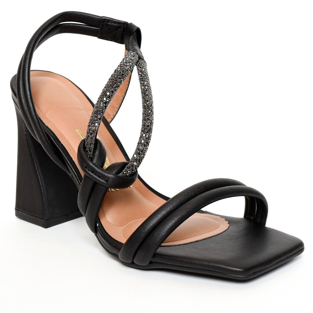 Sandália Vizzano Tiras Strass Salto Bloco - Preto Preto 1