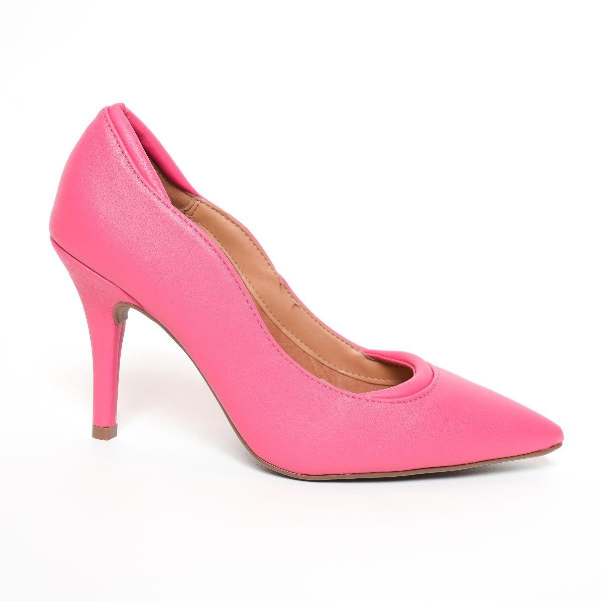 Scarpin Vizzano Ondulado Fosco Salto Alto - Pink Rosa 2