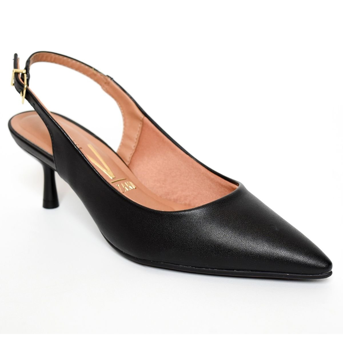 Scarpin Vizzano Tira Strass Salto Médio Feminino - Preto Preto 1