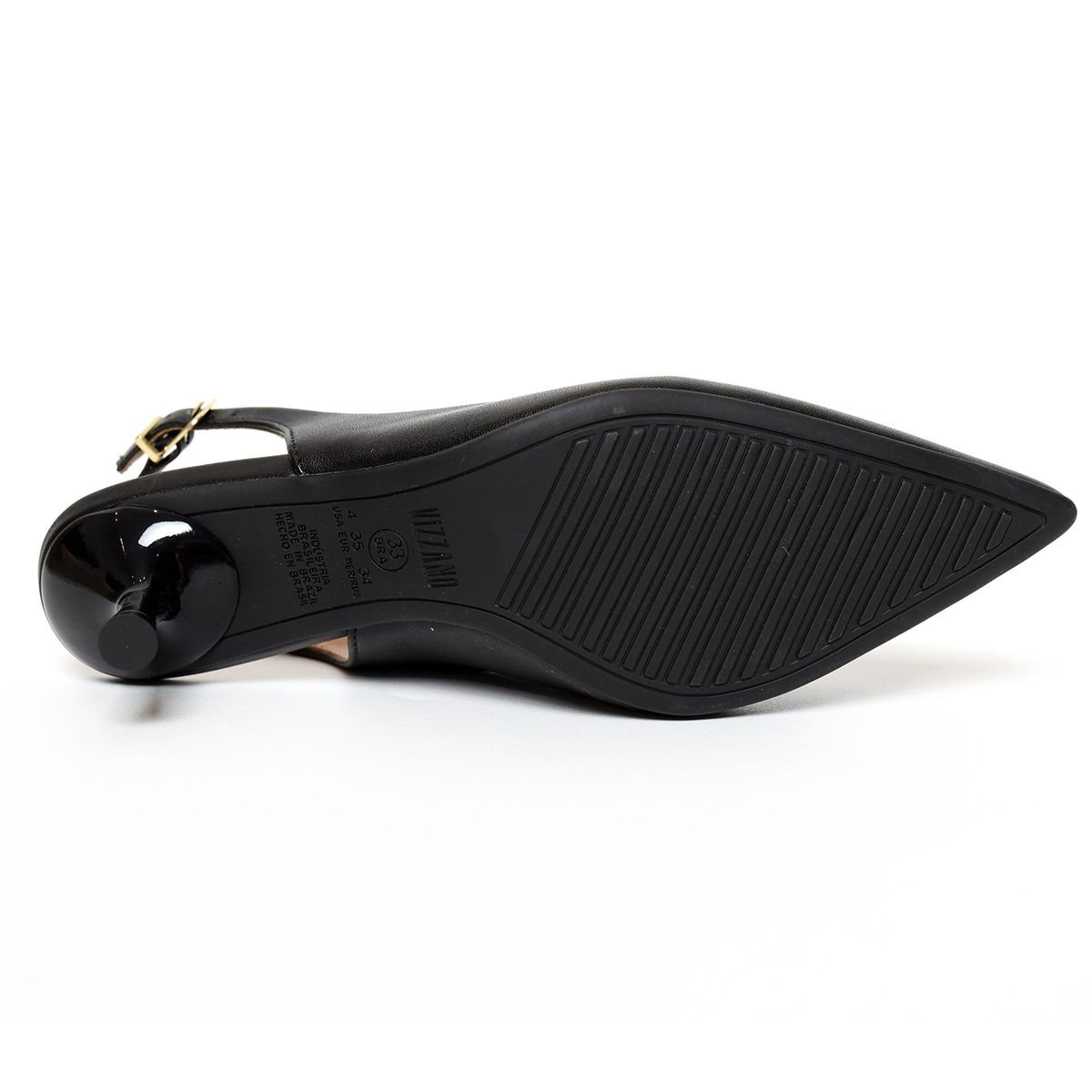 Scarpin Vizzano Tira Strass Salto Médio Feminino - Preto Preto 5
