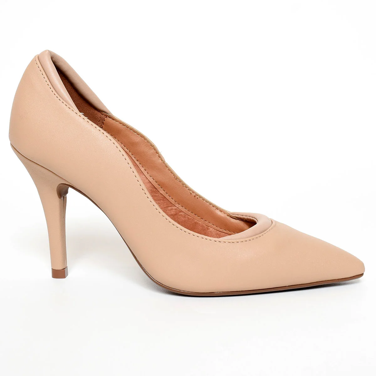 Scarpin Vizzano Ondulado Fosco Salto Alto - Bege Bege 2