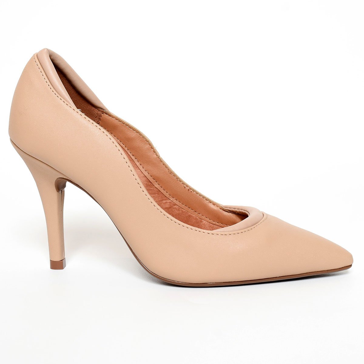 Scarpin Vizzano Ondulado Fosco Salto Alto - Bege Bege 2