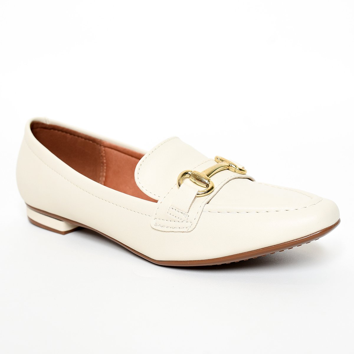 Mocassim Loafer Vizzano Metal Feminino - Branco Off Branco 1