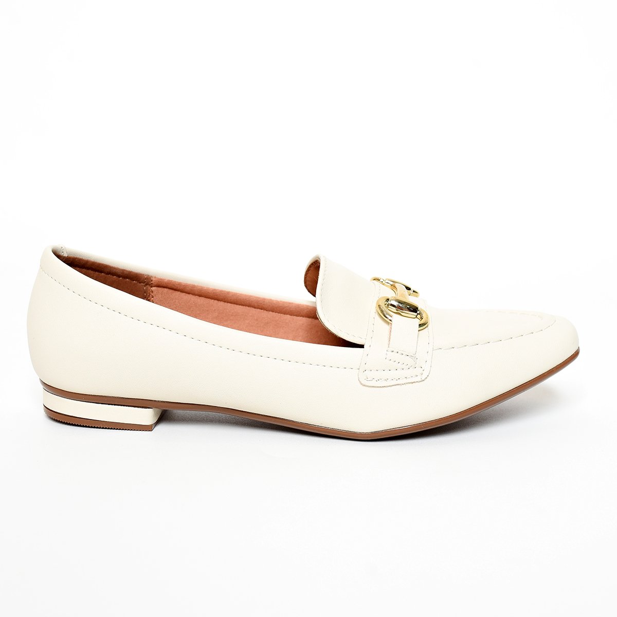 Mocassim Loafer Vizzano Metal Feminino - Branco Off Branco 2