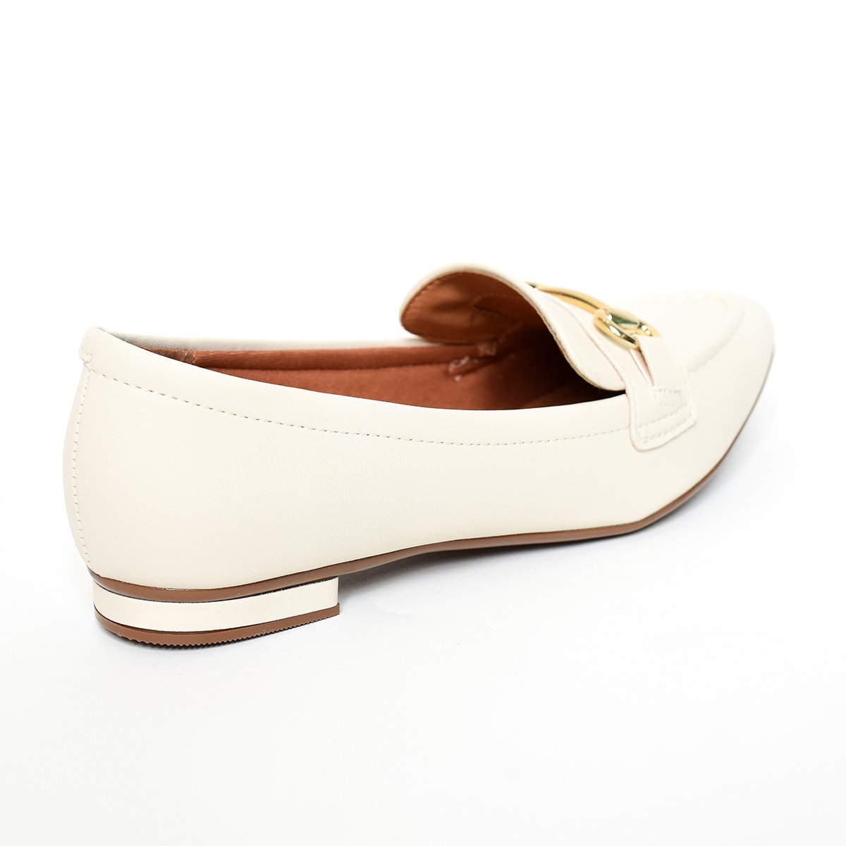 Mocassim Loafer Vizzano Metal Feminino - Branco Off Branco 4