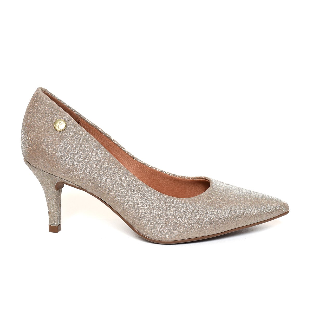 Scarpin Vizzano Tela Shine Paris Gliter Salto Médio - Dourado Dourado 2