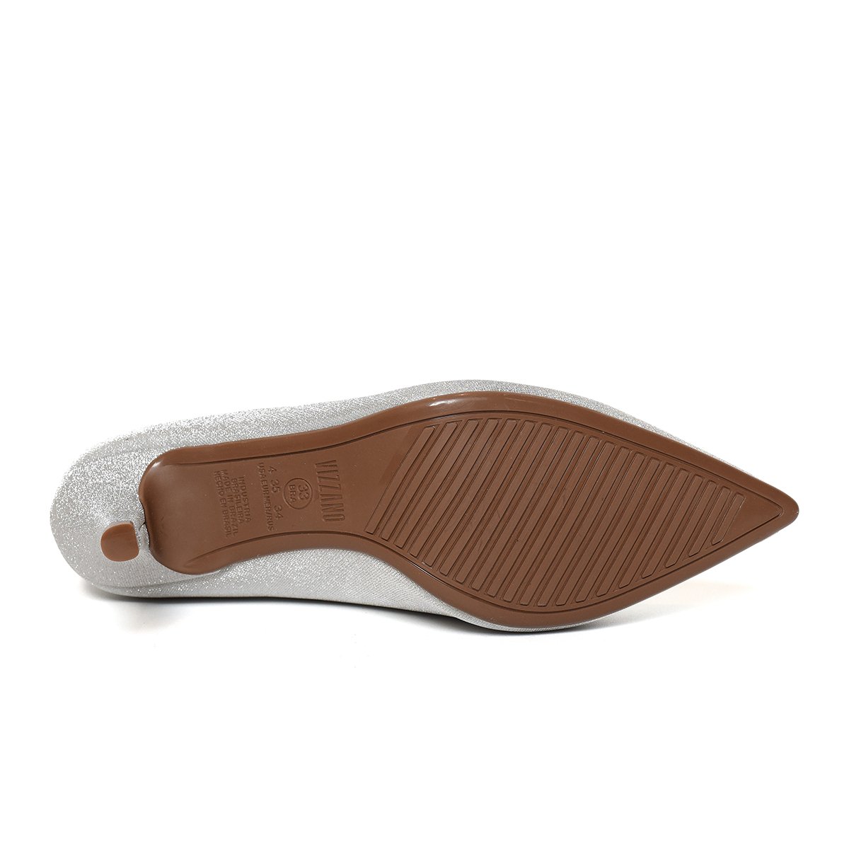 Scarpin Vizzano Tela Shine Paris Gliter Salto Médio - Prata Prata 5