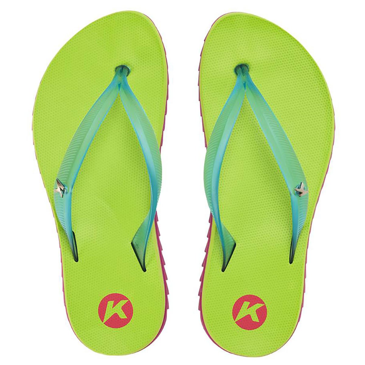 Chinelo Kenner New Ibiza Sem Estampa Flatform - Verde e Rosa Verde 2