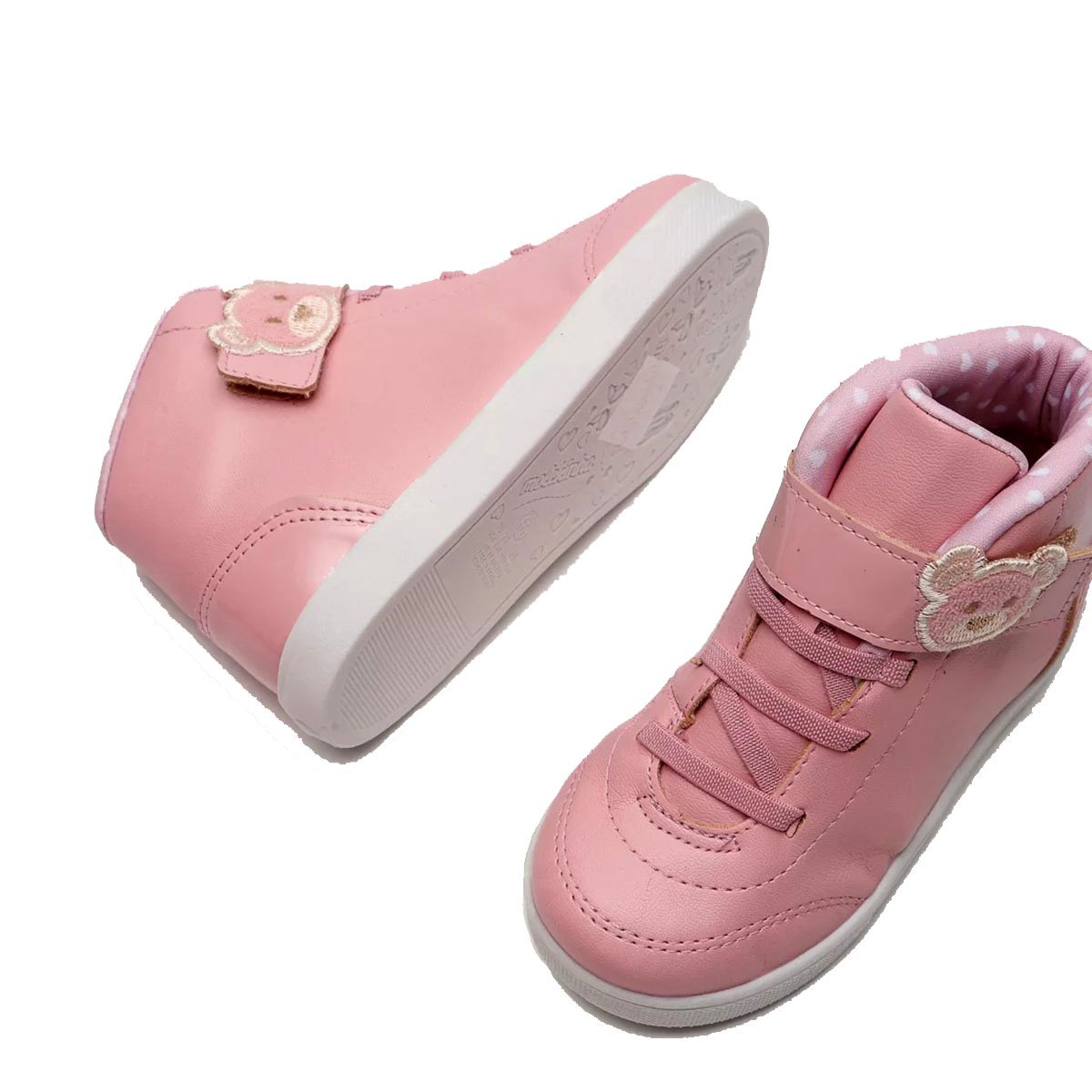 Tênis Molekinha Cano Alto Ursinho Baby - Rosa Rosa 3
