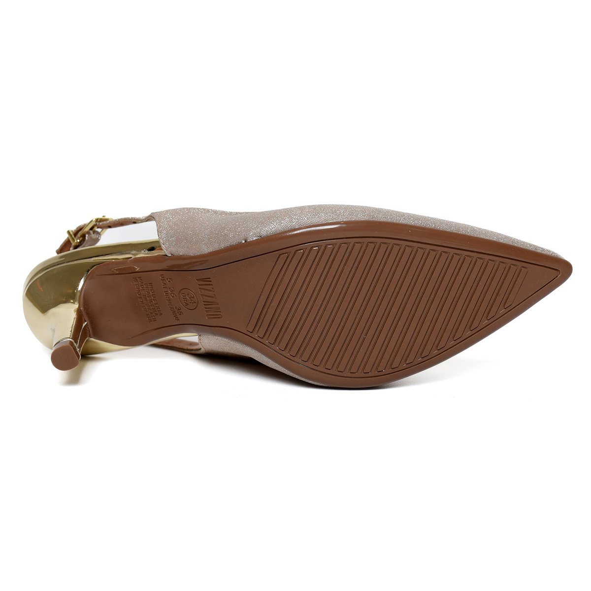 Scarpin Vizzano Slingback Gliter Salto Fino Médio - Dourado Dourado 5