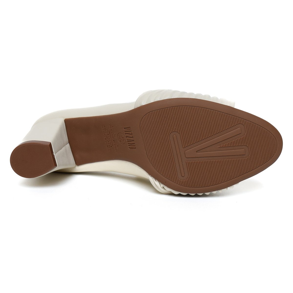 Scarpin Vizzano Salto Bloco Médio Strech - Branco Off Branco 5