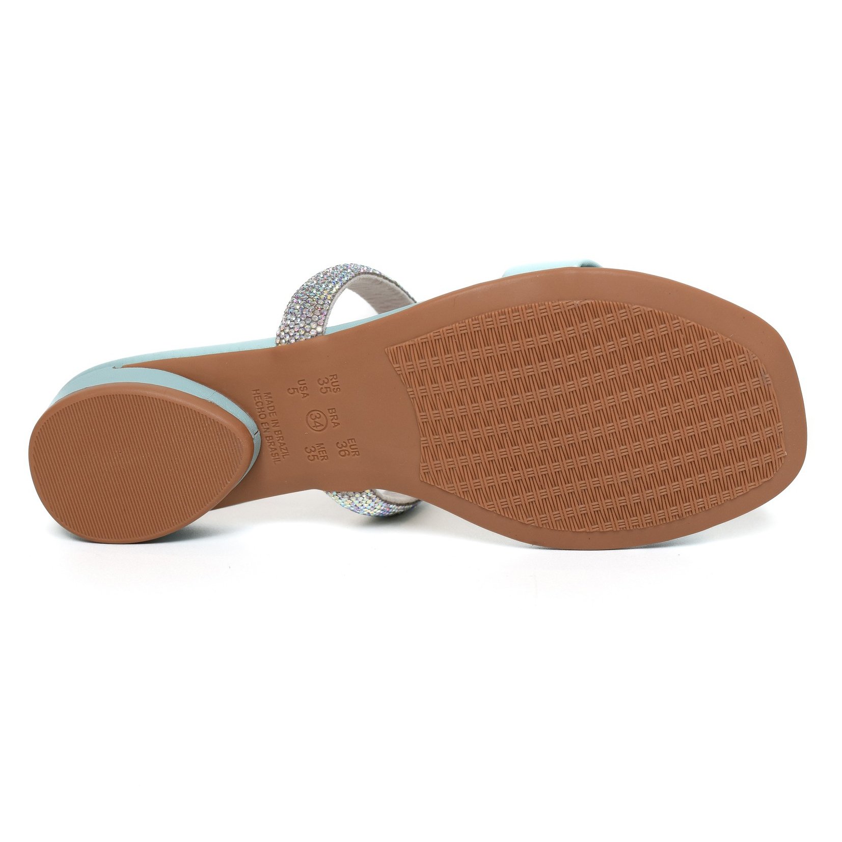 Sandália Rasteira Ramarim Strass Total Comfort - Azul Claro Azul 5