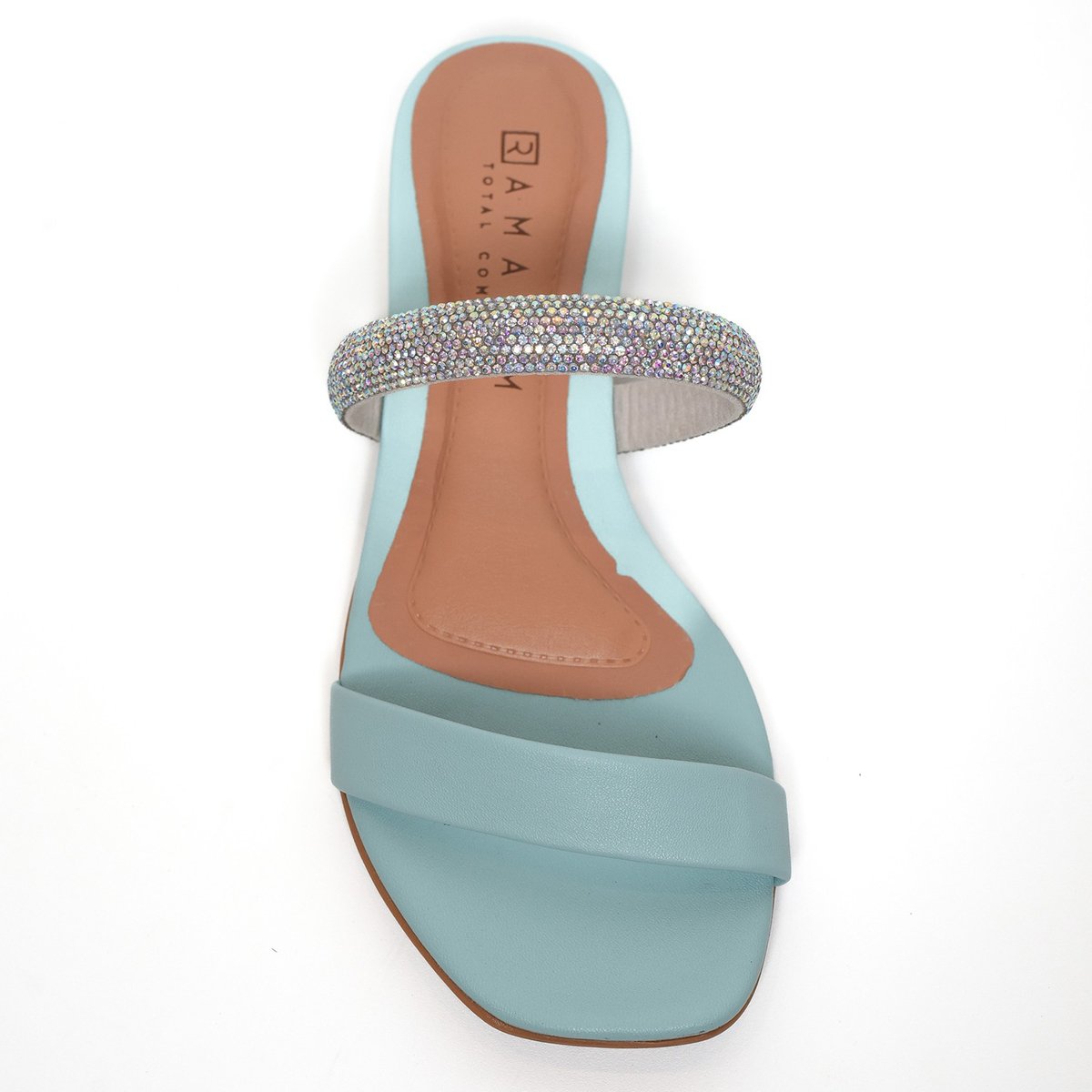 Sandália Rasteira Ramarim Strass Total Comfort - Azul Claro Azul 3