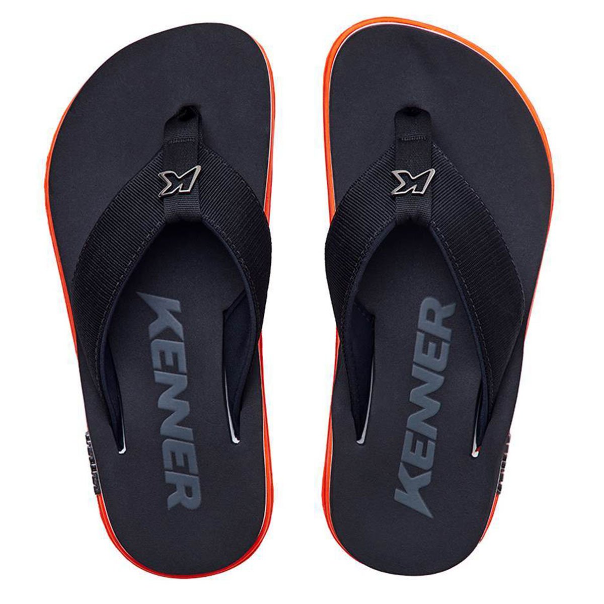 Chinelo Kenner Kivah Line Masculino - Preto e Laranja Preto 2