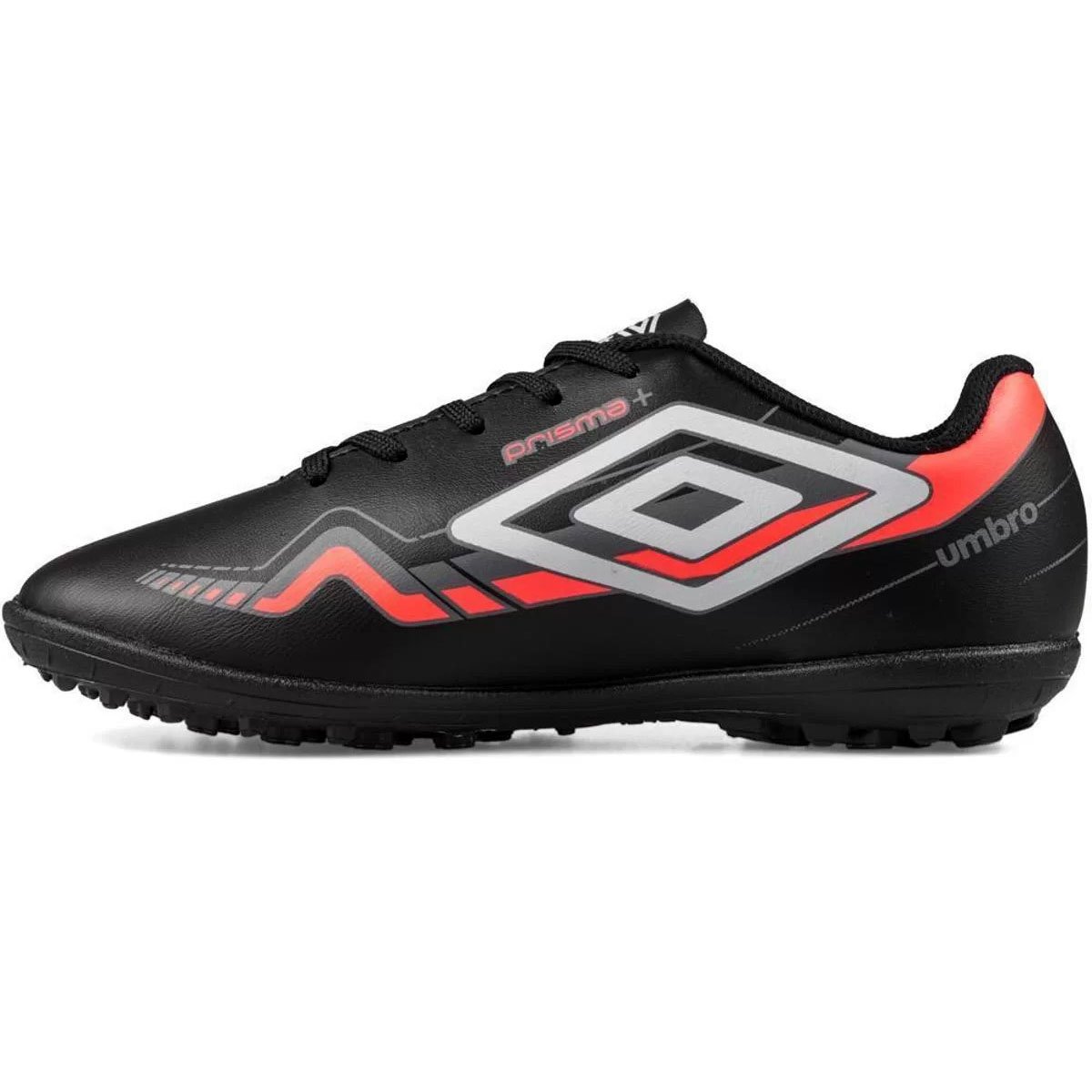 Chuteira Society Infantil Umbro Prisma - Preto e Vermelho Preto 2