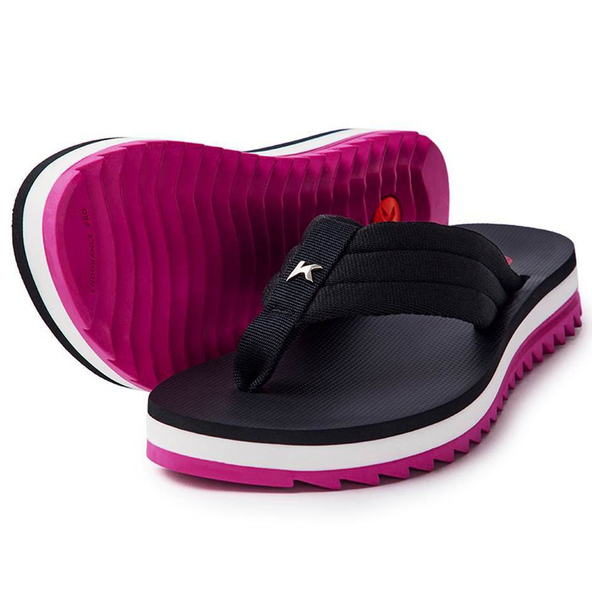 Chinelo Kenner Kyra Confy Feminino Preto e Rosa Multicores