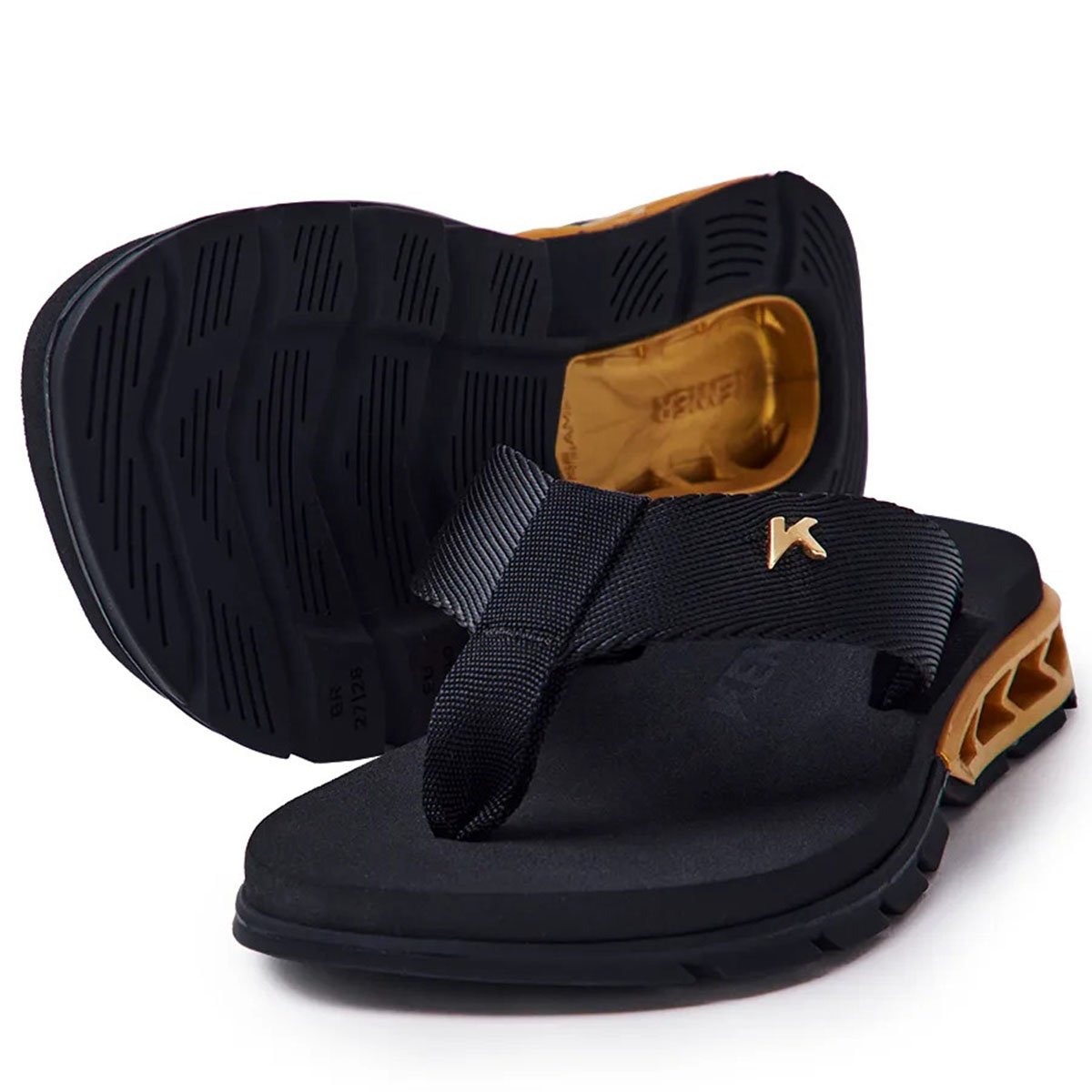 Chinelo Infantil Kenner Rakka Kids - Preto e Dourado Multicores 1