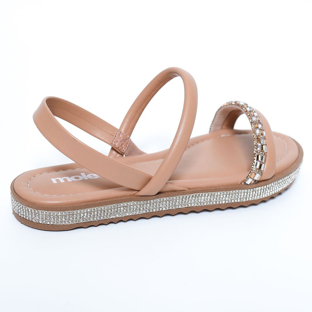 Rasteira Moleca Flat Detalhe em Pedras Feminina - Nude Bege 4