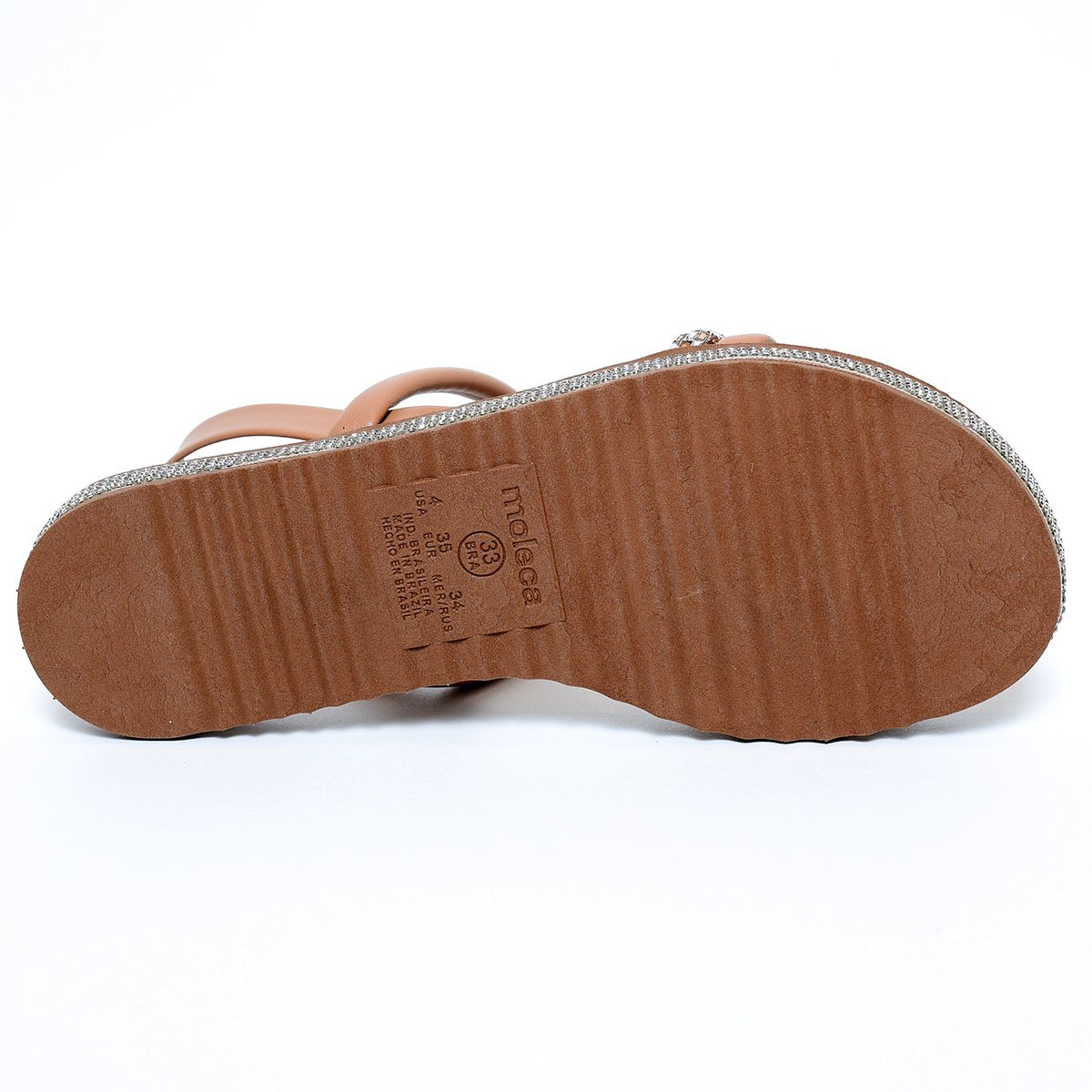 Rasteira Moleca Flat Detalhe em Pedras Feminina - Nude Bege 5