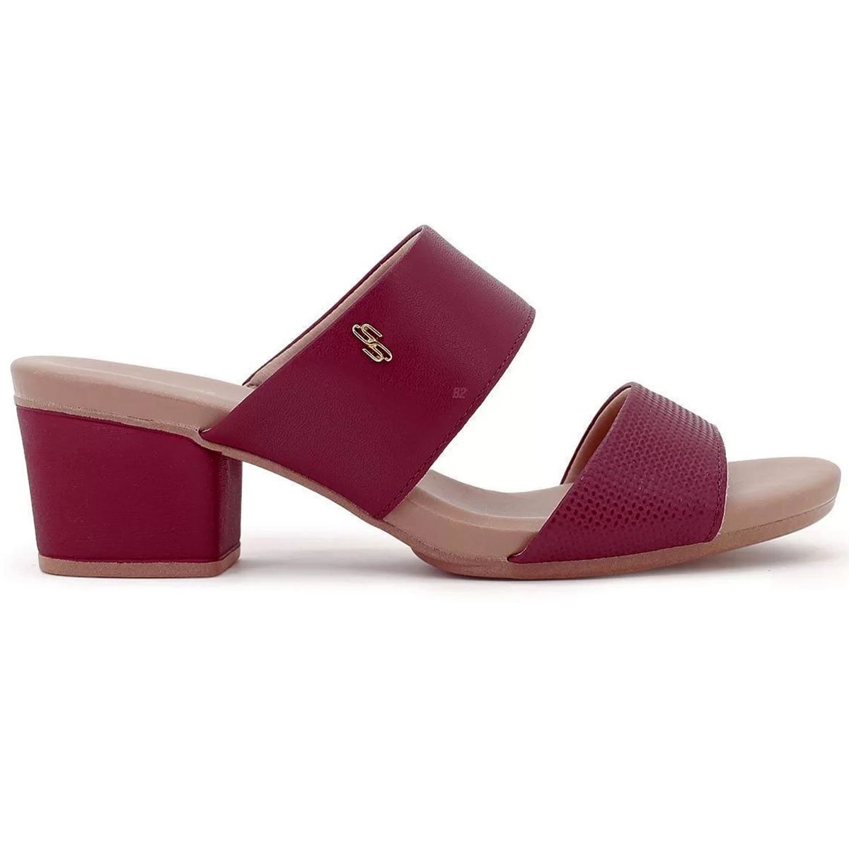 Sandália Couro Usaflex Tiras Feminina - Vinho Vermelho 1
