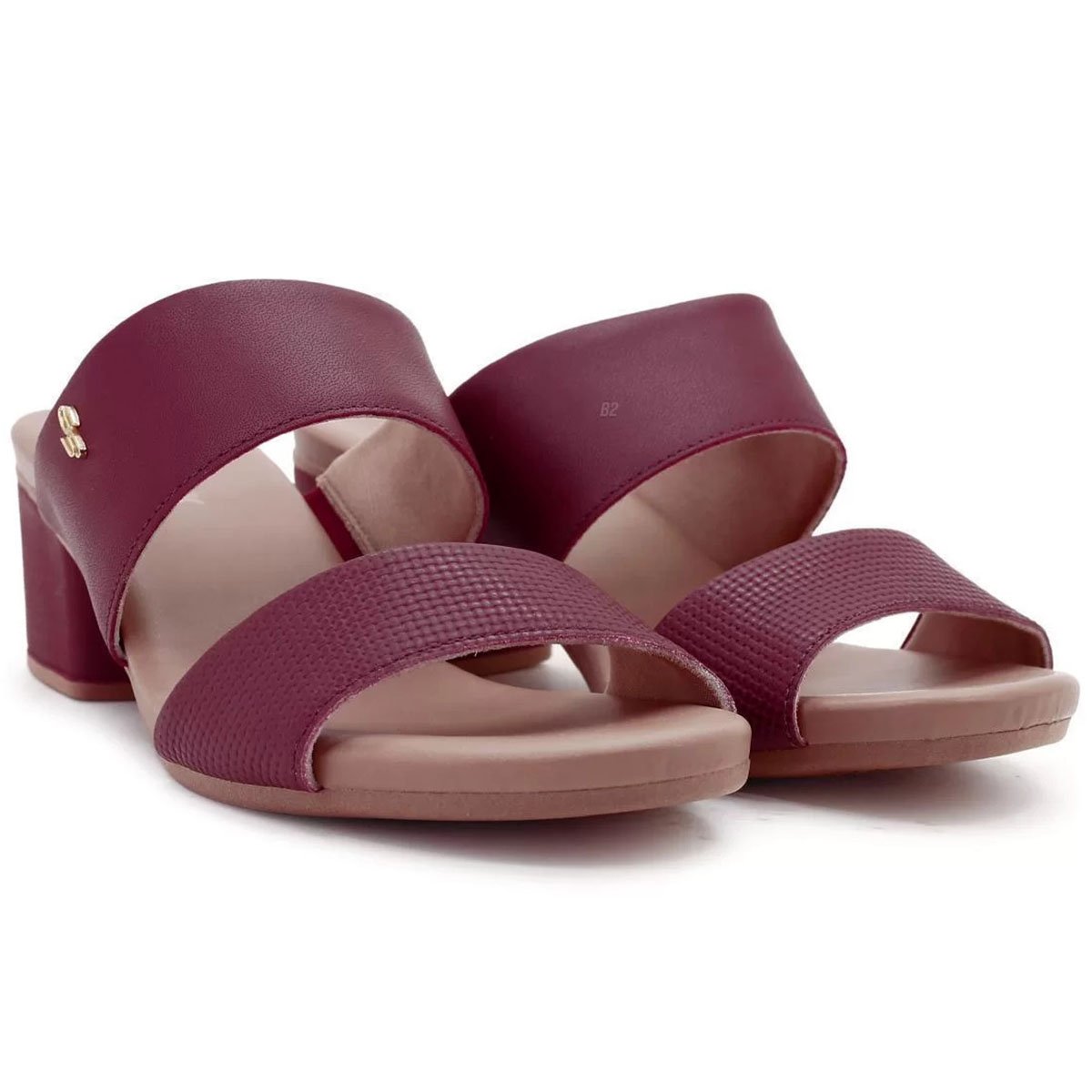 Sandália Couro Usaflex Tiras Feminina - Vinho Vermelho 2
