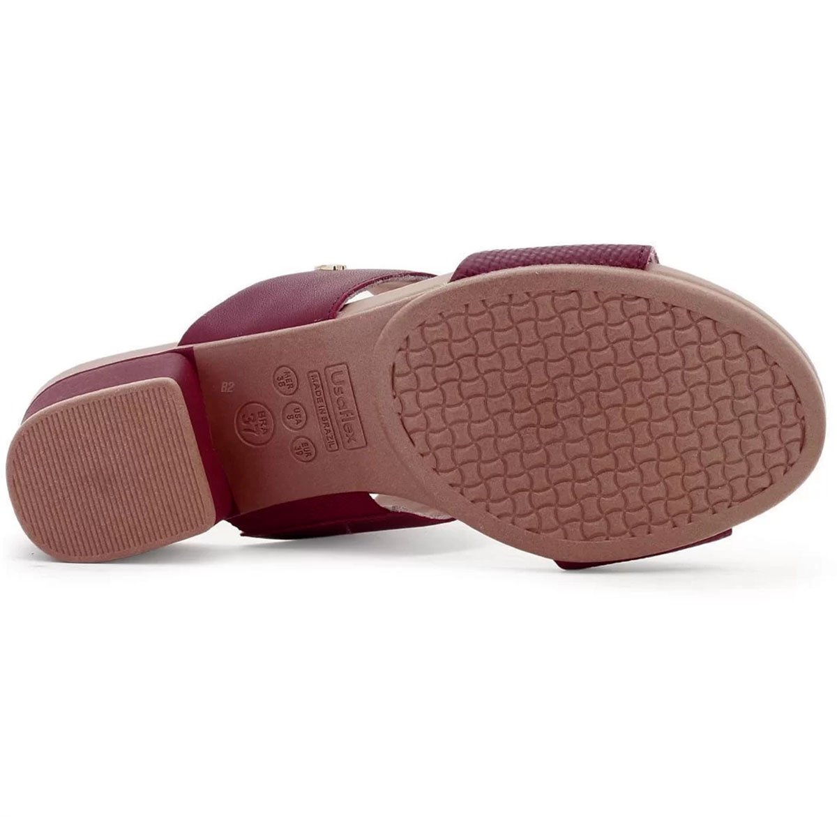 Sandália Couro Usaflex Tiras Feminina - Vinho Vermelho 5