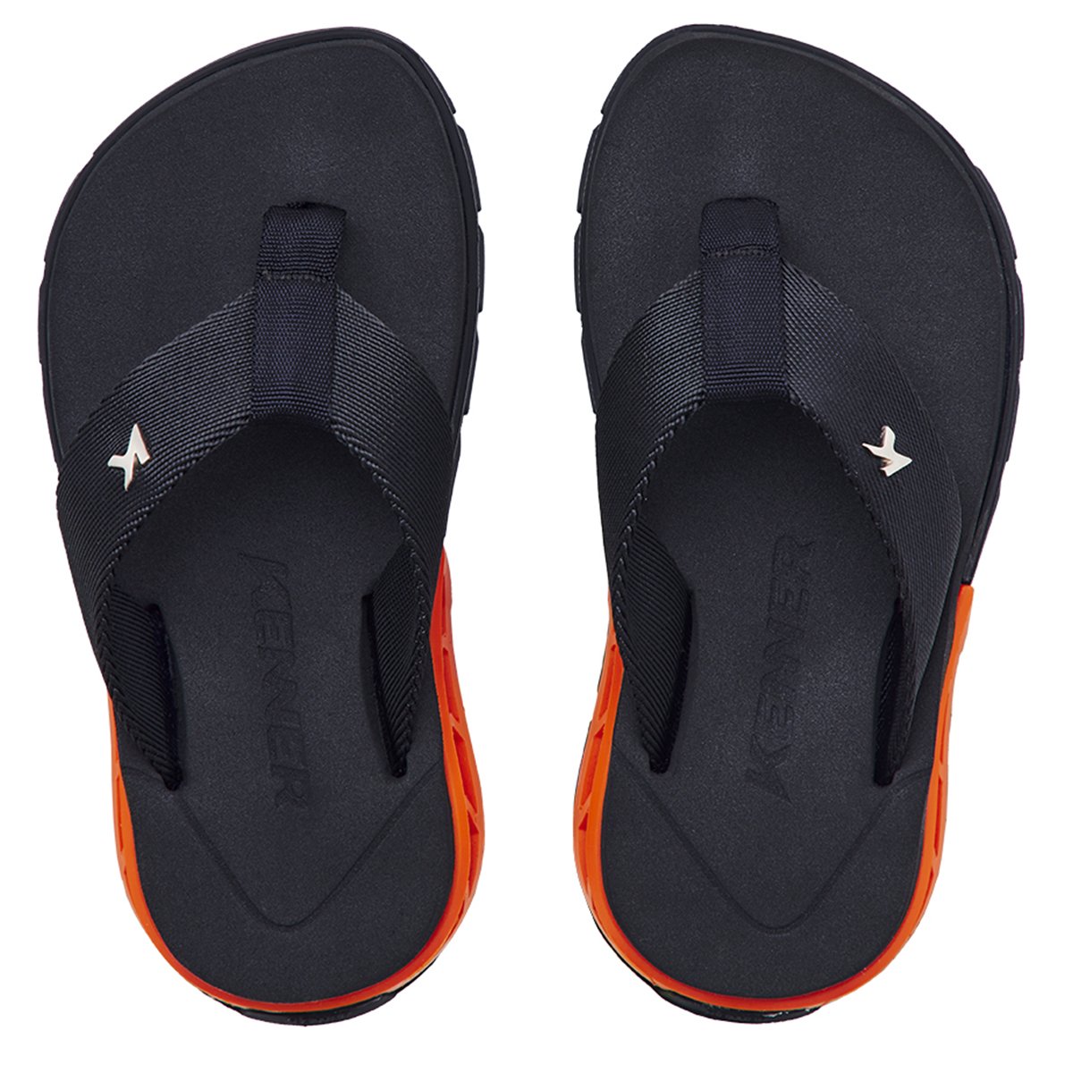 Chinelo Infantil Kenner Rakka Kids - Preto e Laranja Preto 2