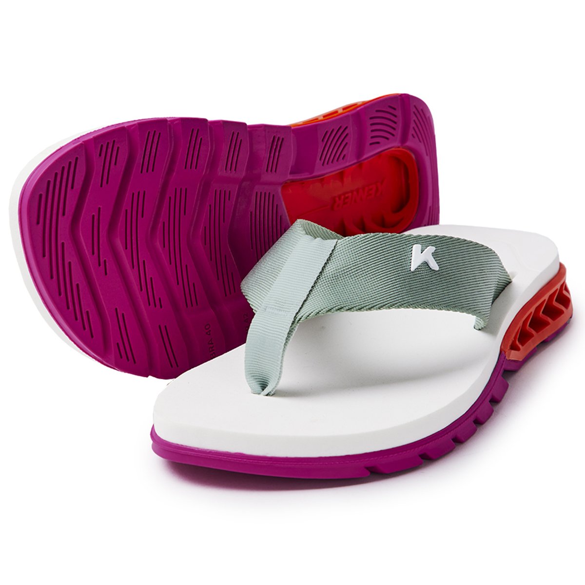 Chinelo Kenner Rakka Masculino - Branco e Rosa