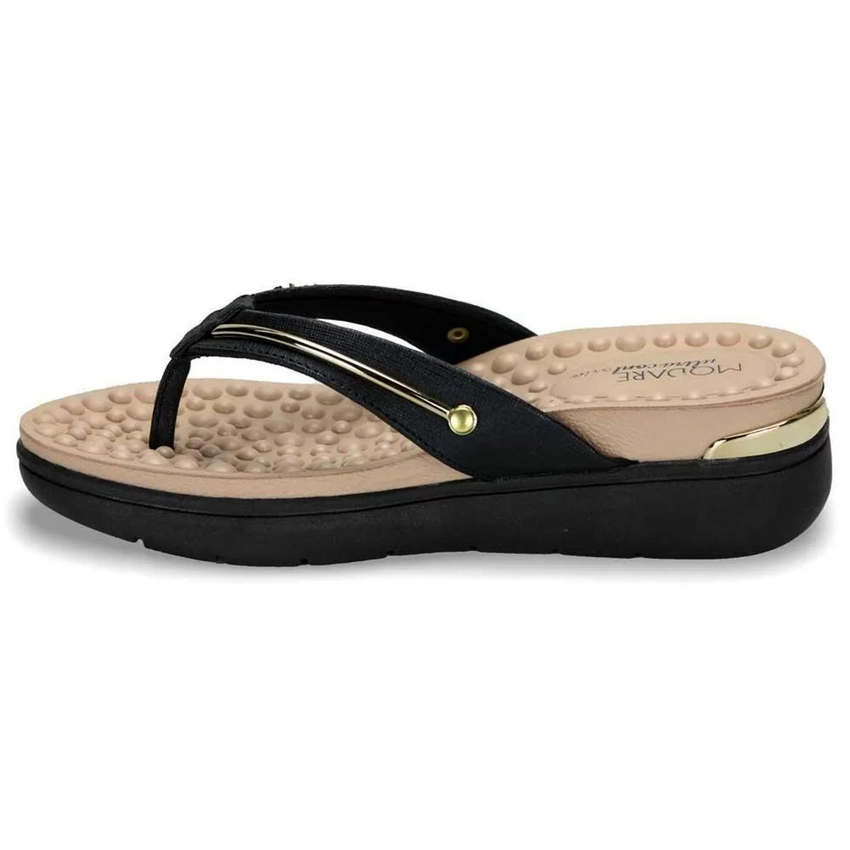 Tamanco de Dedo Modare Apliques Metal - Preto Preto 2