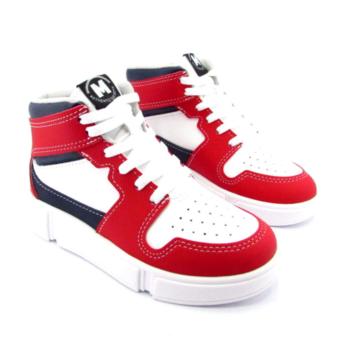 Tênis Infantil Molekinho Cano Alto - Branco e Vermelho Multicores 1