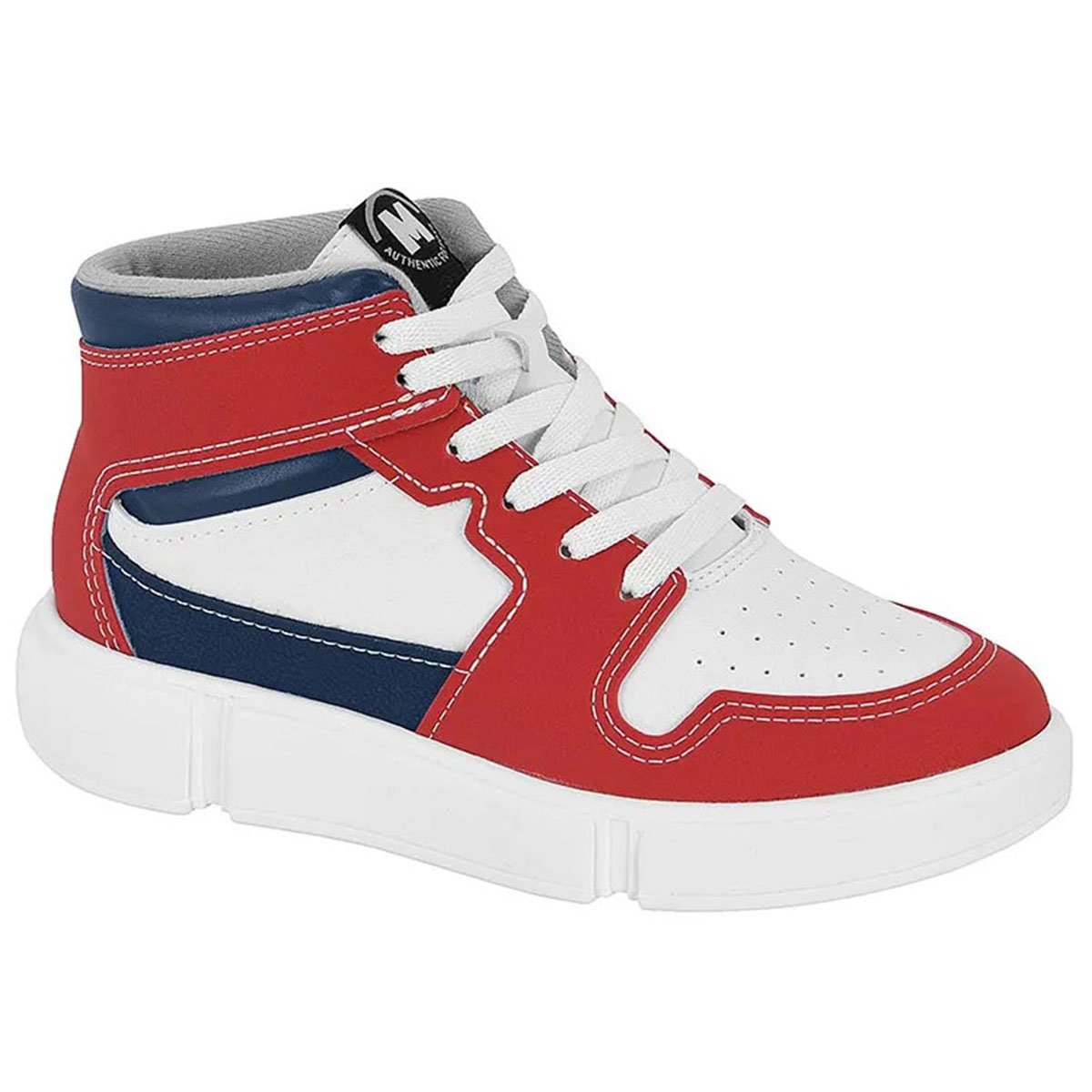 Tênis Infantil Molekinho Cano Alto - Branco e Vermelho Multicores 2