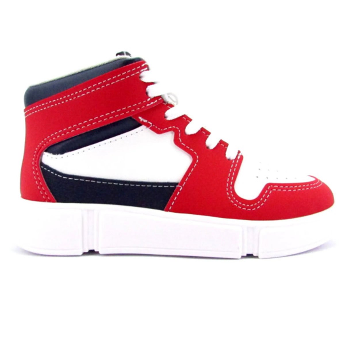 Tênis Infantil Molekinho Cano Alto - Branco e Vermelho Multicores 3