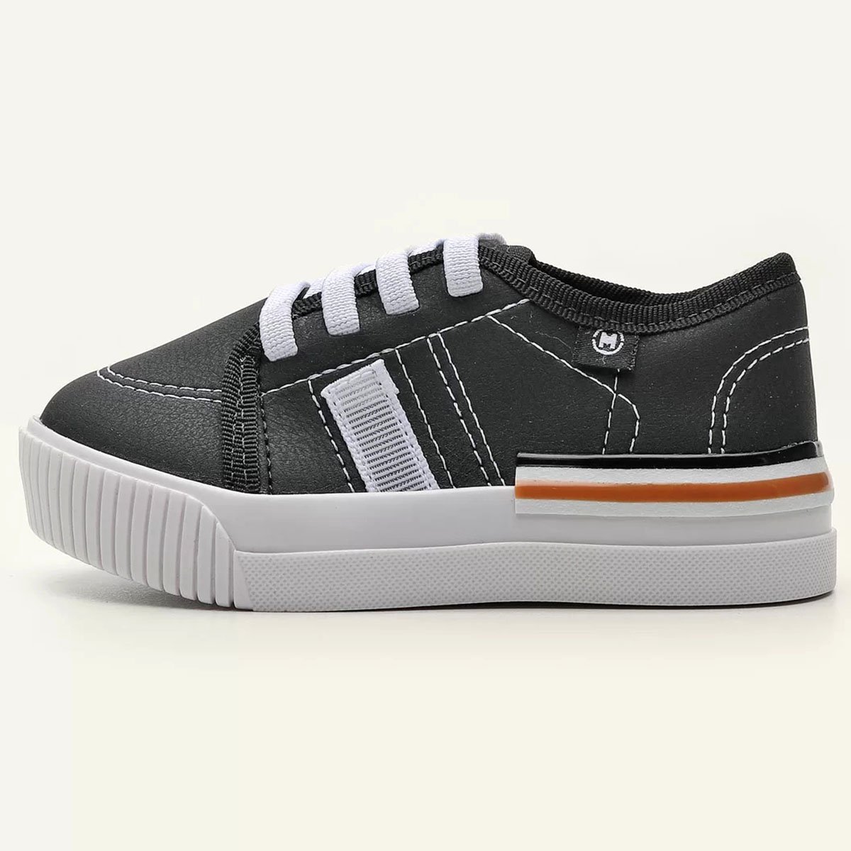 Tênis Infantil Molekinho Casual Listras - Preto e Branco Preto 2
