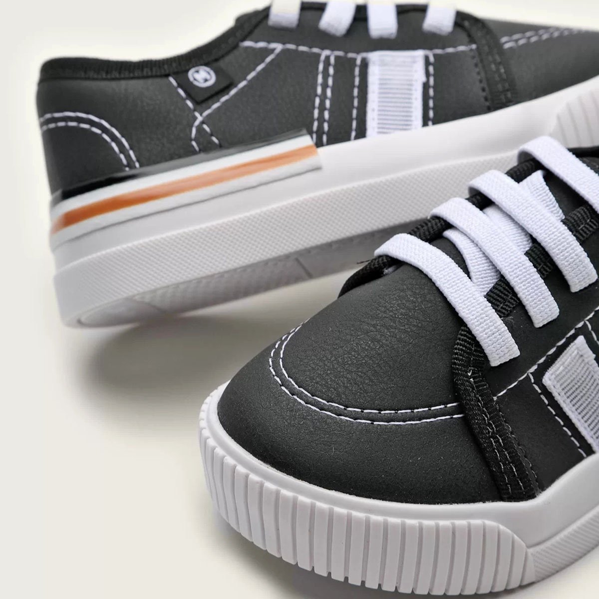 Tênis Infantil Molekinho Casual Listras - Preto e Branco Preto 3