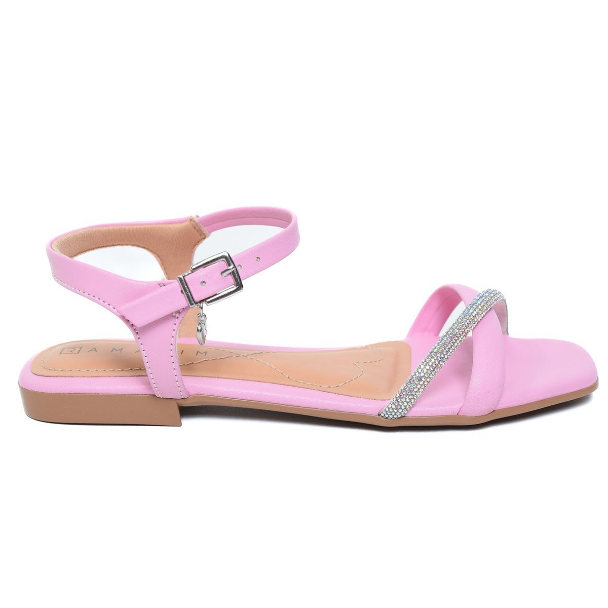 Rasteira Ramarim Tira Strass Feminina - Rosa Rosa 2