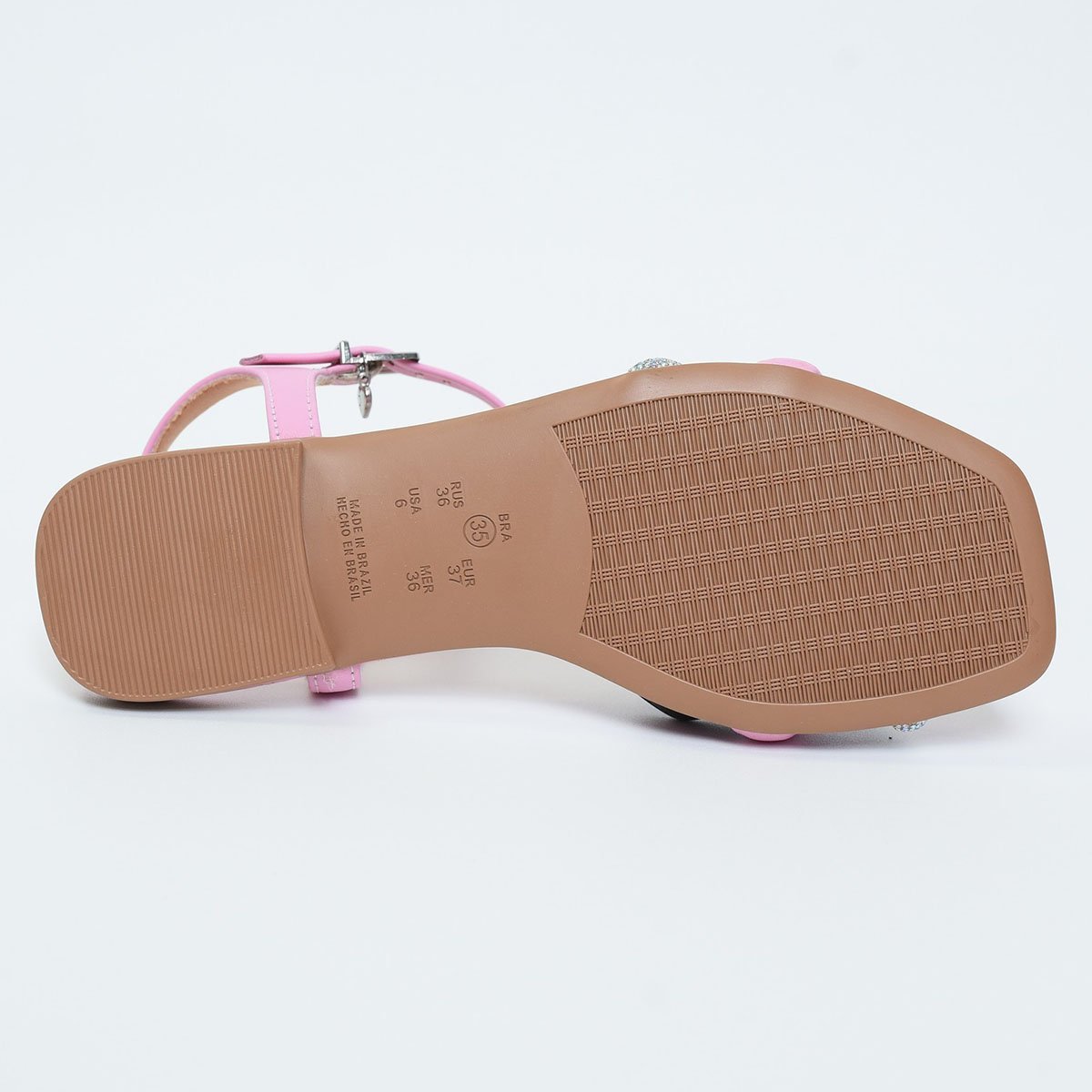 Rasteira Ramarim Tira Strass Feminina - Rosa Rosa 5