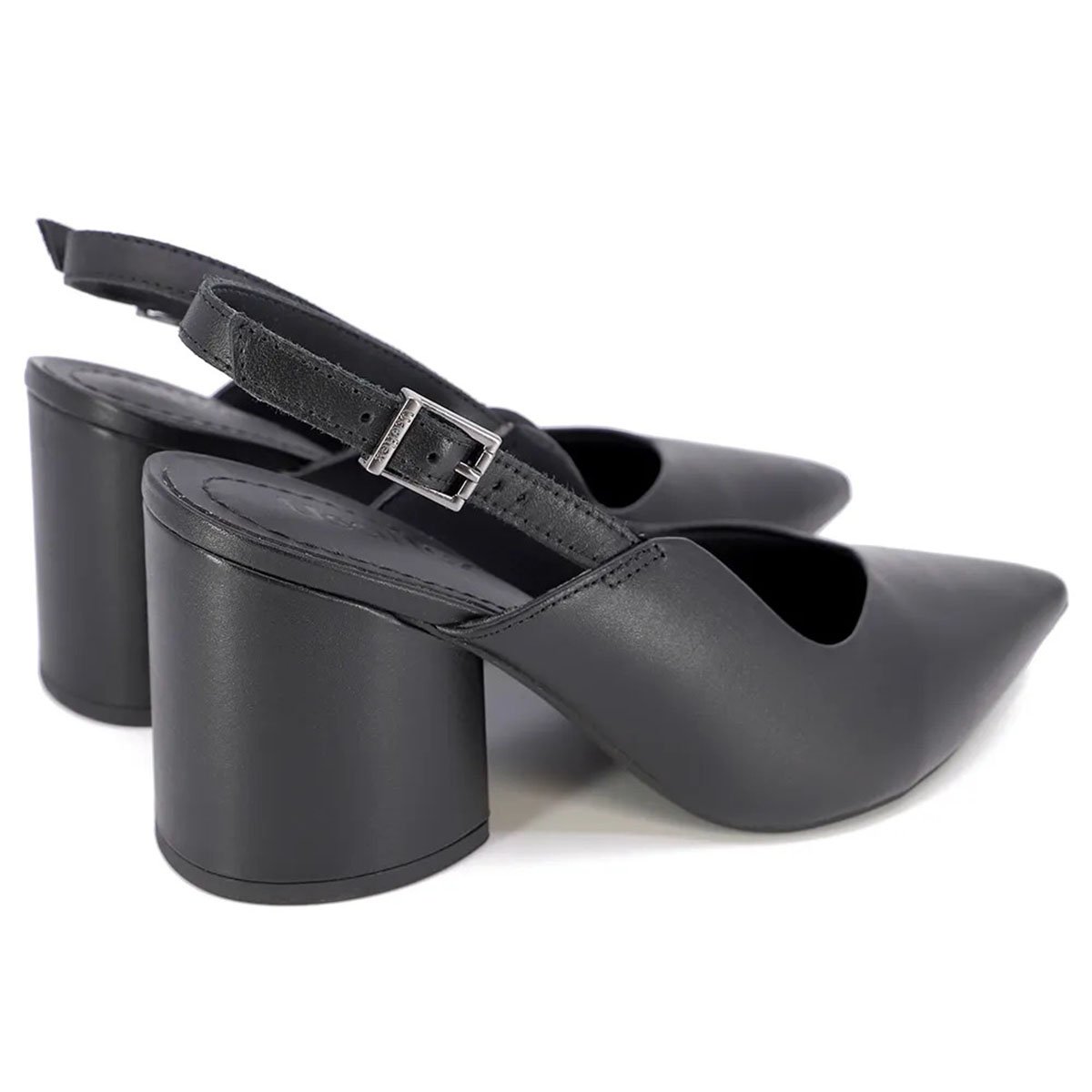 Scarpin Couro Usaflex Slingback Feminino - Preto Preto 4