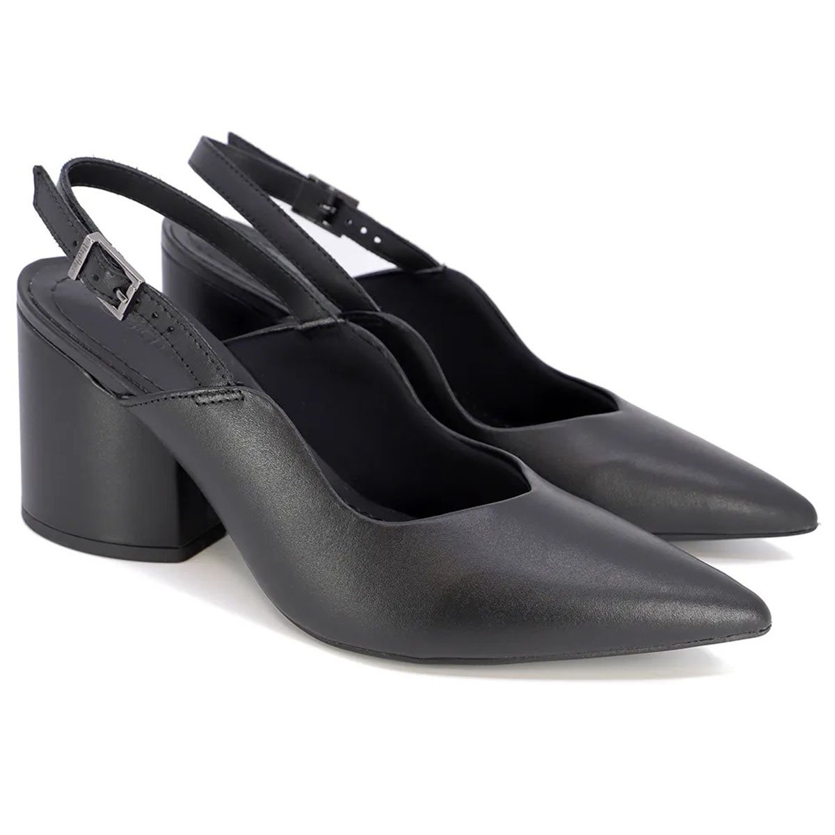 Scarpin Couro Usaflex Slingback Feminino - Preto Preto 1