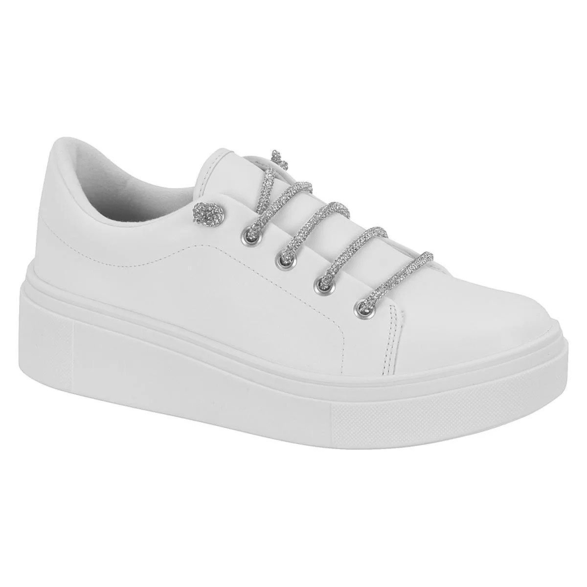 Tênis Vizzano Casual Cadarço Strass Feminino - Branco