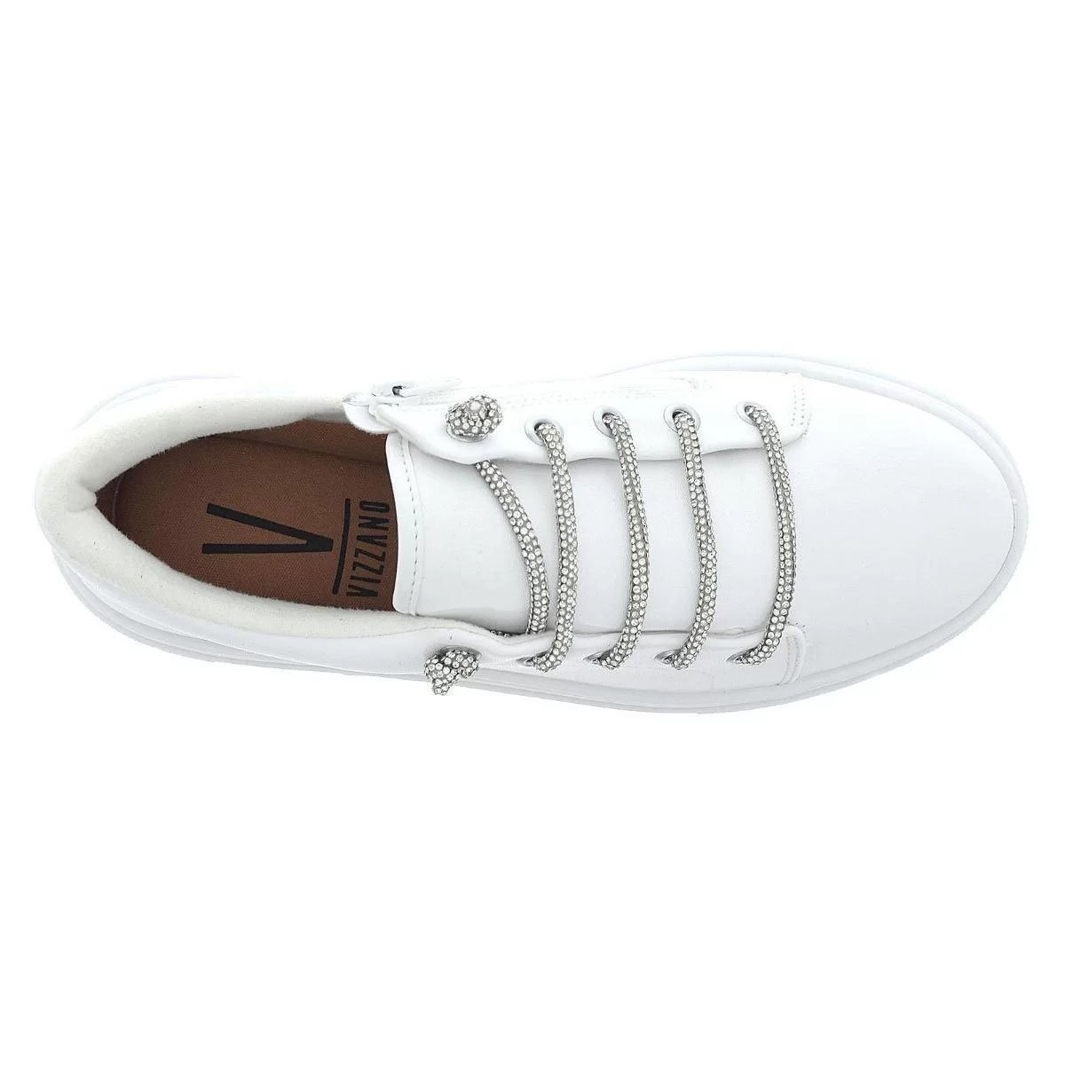 Tênis Vizzano Casual Cadarço Strass Feminino - Branco Branco 3