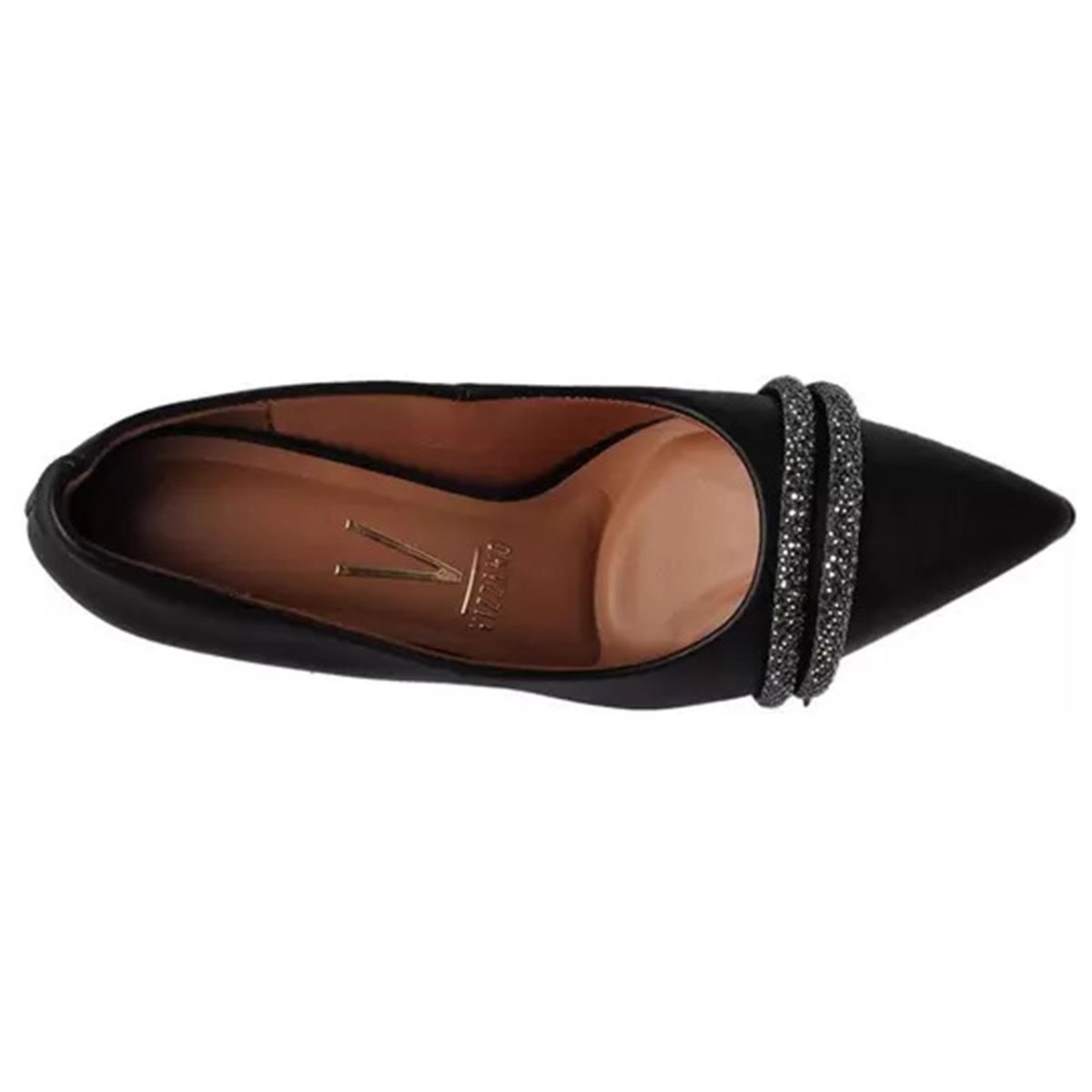 Scarpin Vizzano Tira Strass Salto Alto - Preto Preto 3