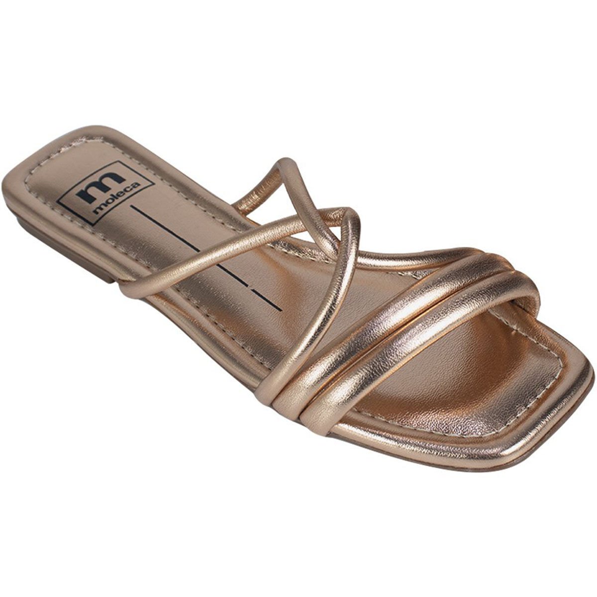 Rasteira Moleca Flat Nó Metalizada Feminino - Rosê Rosa 2