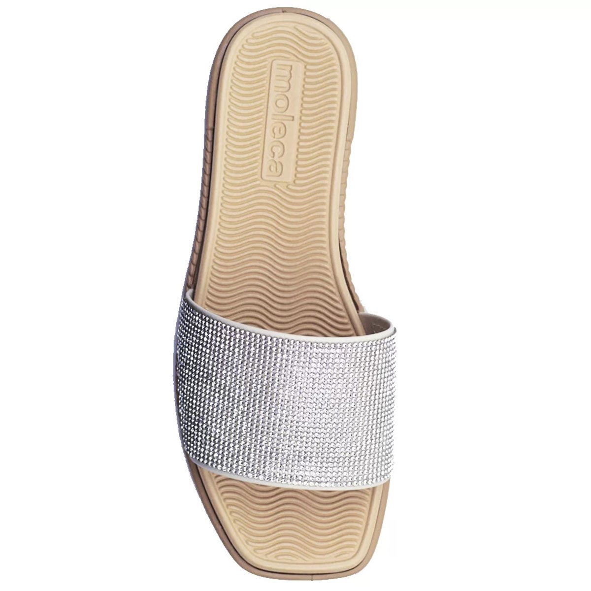 Rasteira Moleca Slide Strass Feminino - Branco Off Branco 4